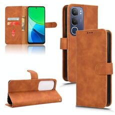 Per vivo Y19s 4G Custodia per telefono in pelle con chiusura magnetica Global Skin Feel (marrone)