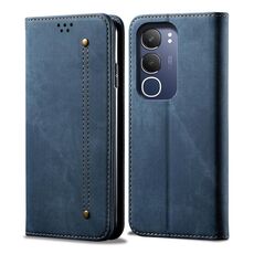 Per vivo Y19s 4G Custodia in pelle con texture denim (blu)