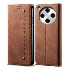 Per OPPO Find X8 Denim Texture Casual Style Custodia in pelle con flip orizzontale (marrone)