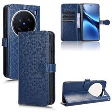 Per vivo X200 Pro 5G Custodia in pelle con trama a nido d'ape (blu)