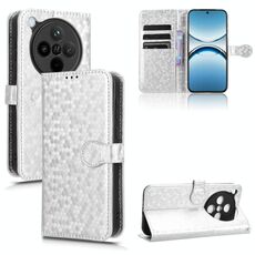 Per OPPO Find X8 Custodia per telefono in pelle con trama a nido d'ape (argento)
