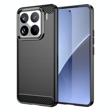 Per Xiaomi 15 Pro Custodia per telefono in TPU con texture spazzolata in fibra di carbonio (nero)