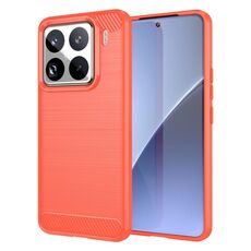 Per Xiaomi 15 Pro Custodia per telefono in TPU con texture spazzolata in fibra di carbonio (rosso)
