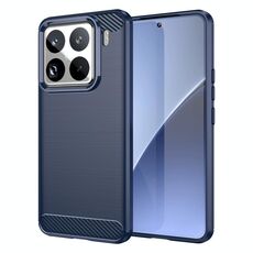 Per Xiaomi 15 Pro Custodia per telefono in TPU con texture spazzolata in fibra di carbonio (blu)