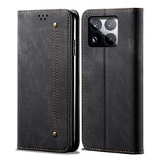 Per Xiaomi 15 Pro Denim Texture Casual Style Custodia in pelle con flip orizzontale (nero)