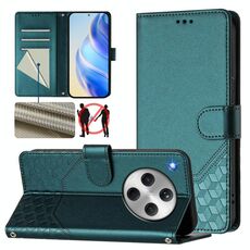 Per OPPO Find X8 Custodia per telefono in pelle con stampa a nido d'ape RFID (verde pavone)