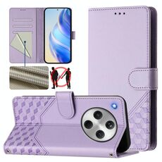 Per OPPO Find X8 Custodia per telefono in pelle con stampa a nido d'ape RFID (viola chiaro)