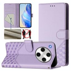 Per OPPO Find X8 Pro Custodia per telefono in pelle con stampa a nido d'ape RFID (viola chiaro)
