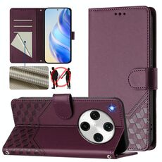 Per OPPO Find X8 Pro Custodia per telefono in pelle con stampa a nido d'ape RFID (viola)