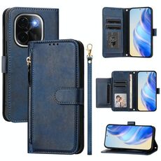 Per vivo iQOO Z9s Pro 5G / T3 Pro 5G India Multi-Card Slots Zipper Wallet Custodia per telefono in pelle (blu)