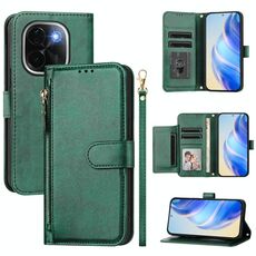 Per vivo iQOO Z9s Pro 5G / T3 Pro 5G India Multi-Card Slots Zipper Wallet Custodia in pelle per telefono (verde)