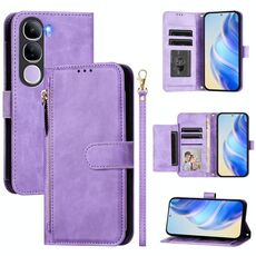 Per vivo V40 Lite 5G IDN Multi-Card Slots Zipper Wallet Custodia in pelle per telefono (viola)