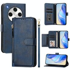 Per OPPO Find X8 Pro Multi-Card Slots Zipper Wallet Custodia in pelle per telefono (blu)