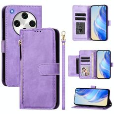 Per OPPO Find X8 Pro Multi-Card Slots Zipper Wallet Custodia in pelle per telefono (viola)