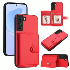 Per Samsung Galaxy S22+ 5G Button Card Bag RFID Custodia antifurto per telefono (rosso)