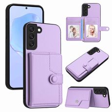 Per Samsung Galaxy S22+ 5G Button Card Bag RFID Custodia antifurto per telefono (viola)