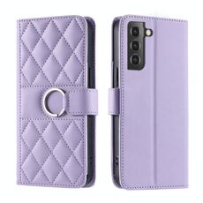 Per Samsung Galaxy S22+ 5G Custodia per telefono in pelle rombica con fibbia ad anello (viola)