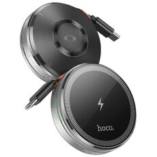 hoco CQ18 Flash 2 in 1 Caricabatterie rapido wireless magnetico con cavo retrattile (argento)