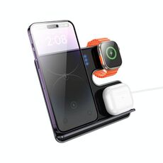 hoco CQ19 Falcon 3 in 1 Caricabatterie rapido wireless verticale da tavolo (opaco)