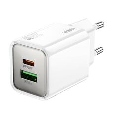 Caricabatterie hoco N46 Glorious PD20W e QC3.0 a doppia porta, tipo di spina: spina UE (bianco)