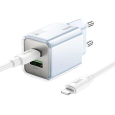 hoco N46 Glorious PD20W e set caricabatterie QC3.0 con cavo di ricarica da 1 m tipo C a 8 pin, spina UE (blu)