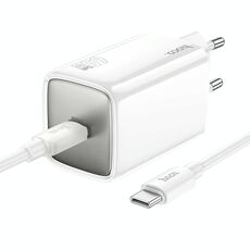 hoco N48 Glorious PD65W Caricabatterie con porta Type-C/USB-C con cavo di ricarica Type-C-Type-C da 1 m, spina UE (bianco)