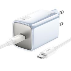 hoco N48 Glorious PD65W Caricabatterie con porta Type-C / USB-C con cavo di ricarica da 1 m Type-C a Type-C, spina UE (blu)