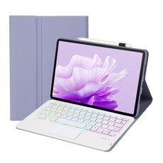 Per Huawei MatePad 11.5 S 2024 AH20-AS Custodia per tablet in pelle con tastiera Bluetooth retroilluminata staccabile ultrasottile con touchpad (bianco lavanda)