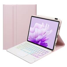 Per Honor Pad X9 / X8 Pro 11.5 AH15-AS Custodia per tablet in pelle con tastiera Bluetooth retroilluminata staccabile ultrasottile con touchpad (rosa bianco)
