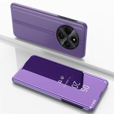 Per Xiaomi Redmi 14C 4G Custodia per telefono in pelle con specchio placcato orizzontale con supporto (viola blu)