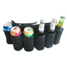 Cintura portatile per birra in neoprene, marsupio per bevande, portabottiglie da picnic e feste (nero)