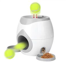 Macchina per premi per cibo per cani, addestramento per animali domestici, intelligente, automatico, con due palline (grigio)