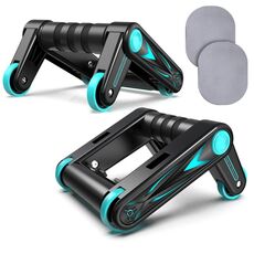MK5008 Multifunzionale Portatile Pieghevole Ruota Addominale Attrezzatura Fitness per la Casa (Nero Blu)