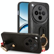 Per OPPO Find X8 Custodia per telefono in pelle con cinturino posteriore (nero)
