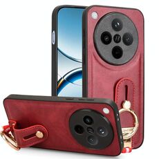 Per OPPO Find X8 Custodia per telefono in pelle con cinturino posteriore (rosso)
