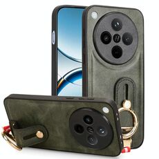 Per OPPO Find X8 Custodia per telefono in pelle con cinturino posteriore (verde)