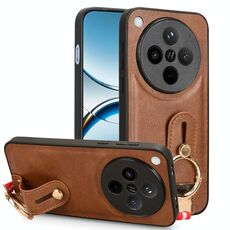 Per OPPO Find X8 Custodia per telefono in pelle con cinturino posteriore (marrone)