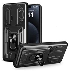 Per Redmi Note 14 Pro+ 5G Custodia per telefono scorrevole Camshield TPU+PC con slot per schede (nero)