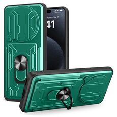 Per Redmi Note 14 Pro+ 5G Custodia per telefono scorrevole Camshield TPU+PC con slot per schede (verde scuro)