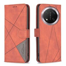 Per Honor X9c 5G Custodia per telefono in pelle con fibbia magnetica globale e trama a rombi (marrone)