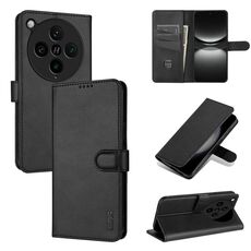 Per OPPO Find X8 Pro AZNS Custodia per telefono in pelle con texture di vitello e pelle di vitello (nero)