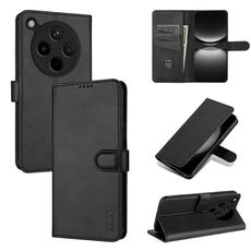 Per OPPO Find X8 AZNS Custodia per telefono in pelle con texture di vitello e pelle di vitello (nero)