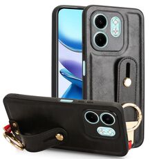 Per Infinix HOT 50i X6531 Custodia per telefono in pelle con cinturino posteriore (nero)