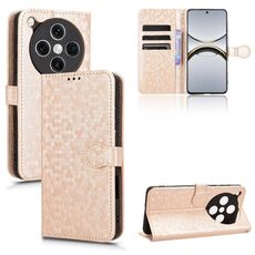 Per OPPO Find X8 Pro Custodia per telefono in pelle con trama a nido d'ape (oro)
