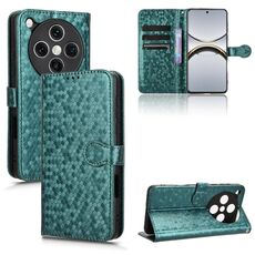Per OPPO Find X8 Pro Custodia per telefono in pelle con trama a nido d'ape (verde)