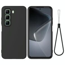 Per Infinix Hot 50 Pro+ 4G Custodia per telefono antiurto in silicone liquido a tinta unita con copertura totale (nero)