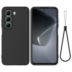 Per Infinix Hot 50 Pro 4G Custodia per telefono antiurto in silicone liquido a tinta unita con copertura totale (nero)