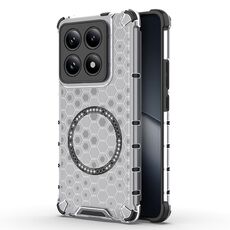 Per Xiaomi 14T Pro 5G Custodia antiurto per telefono con anello magnetico a nido d'ape globale (bianco)