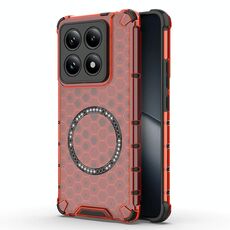 Per Xiaomi 14T Pro 5G Custodia antiurto per telefono con anello magnetico a nido d'ape globale (rosso)