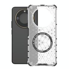 Per Honor X60 5G Custodia antiurto con anello magnetico a nido d'ape (bianco)